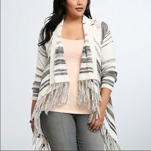 Torrid Knit Fringe Handkerchief Cardigan White, Grey, Pink Size 0